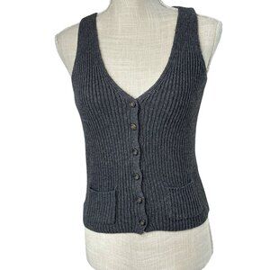 Brandy Melville Womens Ribbed Knit Button-Up Vest S
